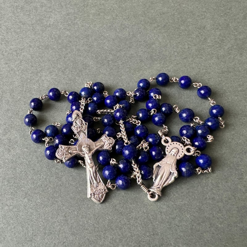 12の星の冠のマリア様＊ラピスラズリのロザリオ | 長崎編みロザリオ