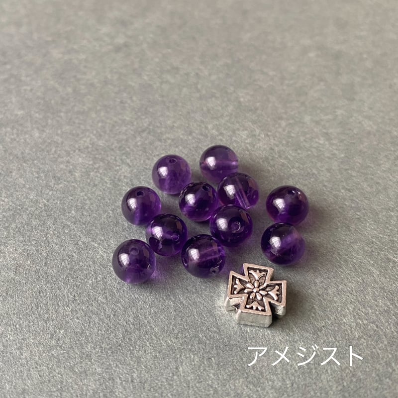 展示】お花模様のクロス＊ロザリオブレスレット（天然石8種類より