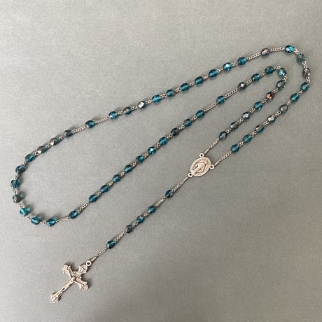 ＊不思議のメダイ＊チェコガラスのロザリオ＊アクアマリン・ヴァレンチニット