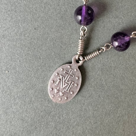 ＊不思議のメダイ＊アメジストのロザリオブレスレット