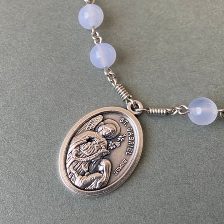 ＊展示＊お告げのメダイ＊パープルカルセドニーのロザリオブレスレット