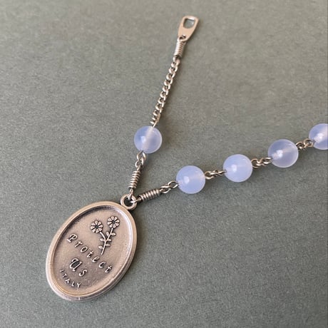 ＊展示＊お告げのメダイ＊パープルカルセドニーのロザリオブレスレット