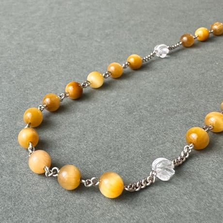 ＊聖母子のメダイ＊ゴールデンタイガーアイとツイストカット水晶の5連ロザリオ