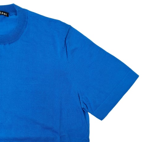 AIDA BARNI（アイダバルニ） イタリア製 半袖 ニットTシャツ メンズ  ブルー 無地 綿（AN213001-80）