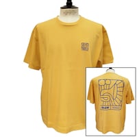 OLOW（オロウ） Tシャツ バックプリント 楽器イメージのイラストマスタードｘブルー オーガニックコットン100% ゆったりシルエット【フロリアン・ガロウ】（ OL612002-20）