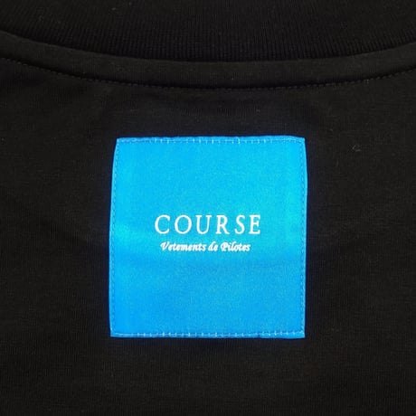 【新入荷】COURSE（コース） Tシャツ 半袖 レタード COURSE PILOTE メンズ ブラック 黒ｘ白 コットン 日本製（ CR612001-99）