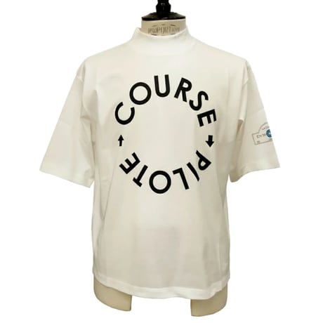 【新入荷】COURSE（コース） Tシャツ 半袖 レタード COURSE PILOTE メンズ  ホワイト 白ｘネイビー コットン 日本製（CR612001-01）
