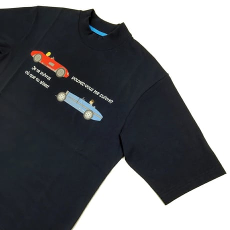 COURSE（コース） Tシャツ 半袖 クラシック レーシングカー イラスト メンズ ネイビー コットン 日本製（ CR512002-80）