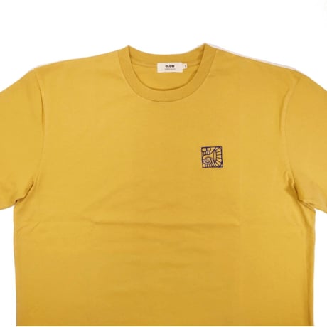 OLOW（オロウ） Tシャツ バックプリント 楽器イメージのイラストマスタードｘブルー オーガニックコットン100% ゆったりシルエット【フロリアン・ガロウ】（ OL612002-20）