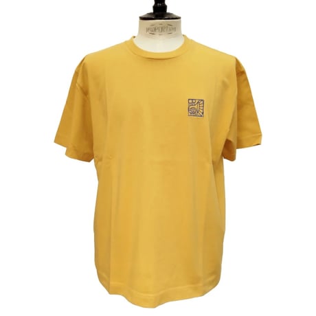 OLOW（オロウ） Tシャツ バックプリント 楽器イメージのイラストマスタードｘブルー オーガニックコットン100% ゆったりシルエット【フロリアン・ガロウ】（ OL612002-20）