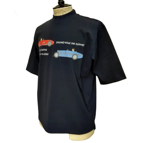 COURSE（コース） Tシャツ 半袖 クラシック レーシングカー イラスト メンズ ネイビー コットン 日本製（ CR512002-80）
