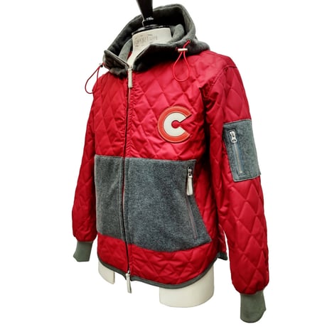 COURSE＜コース＞フーテッドブルゾン Winter Driving Footed Quilting Jacket RedｘGray レッドｘグレー（CR324002-40）