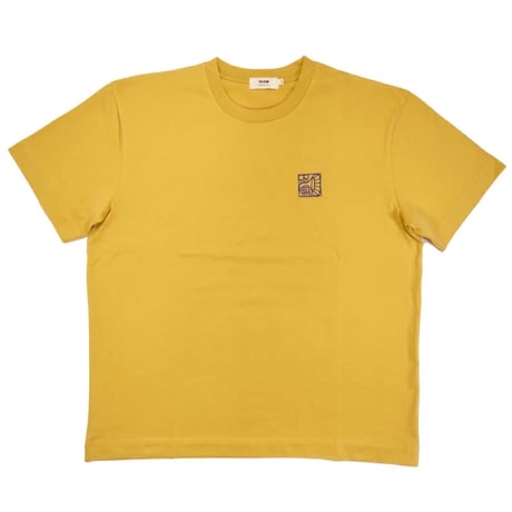 OLOW（オロウ） Tシャツ バックプリント 楽器イメージのイラストマスタードｘブルー オーガニックコットン100% ゆったりシルエット【フロリアン・ガロウ】（ OL612002-20）