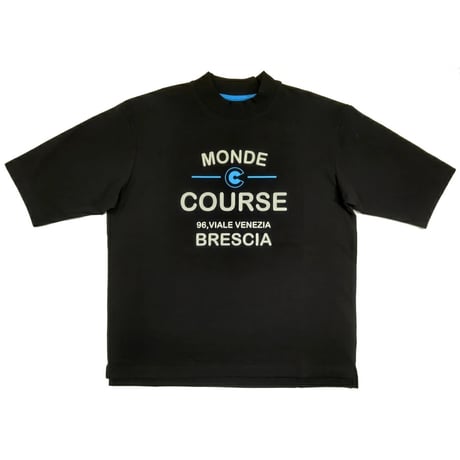 COURSE（コース） Tシャツ 半袖 レタード イラスト メンズ ブラック 黒地 コットン 日本製（ CR512001-99）