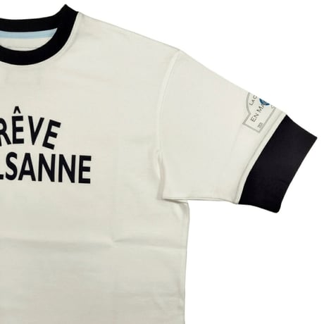 【新入荷】COURSE（コース） Tシャツ 半袖 レタード Rêve Mulsanne メンズ ホワイト 白ｘネイビー コットン 日本製（ CR612002-18）