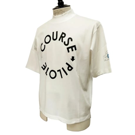 【新入荷】COURSE（コース） Tシャツ 半袖 レタード COURSE PILOTE メンズ  ホワイト 白ｘネイビー コットン 日本製（CR612001-01）