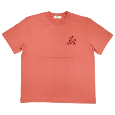 OLOW（オロウ） Tシャツ バックプリント 人と自転車などのイラスト ピンク ローズ オーガニックコットン100% ゆったりシルエット【ケイト・マクエニフ】（ OL612002-30）