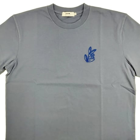 OLOW（オロウ） Tシャツ バックプリント 植物のイラスト ブルーグレーｘネイビー コットン100% 【セシル・ジャイヤール】（ OL512008-88）