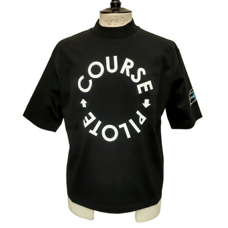 【新入荷】COURSE（コース） Tシャツ 半袖 レタード COURSE PILOTE メンズ ブラック 黒ｘ白 コットン 日本製（ CR612001-99）