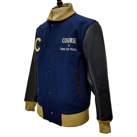 COURSE＜コース＞スタジアムジャンパー Varsity Jacket Blue + Navyブルーｘネイビー(CR224001-80)