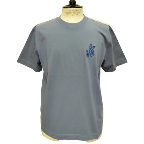 OLOW（オロウ） Tシャツ バックプリント 植物のイラスト ブルーグレーｘネイビー コットン100% 【セシル・ジャイヤール】（ OL512008-88）