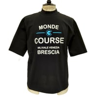 COURSE（コース） Tシャツ 半袖 レタード イラスト メンズ ブラック 黒地 コットン 日本製（ CR512001-99）