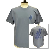 OLOW（オロウ） Tシャツ バックプリント 植物のイラスト ブルーグレーｘネイビー コットン100% 【セシル・ジャイヤール】（ OL512008-88）
