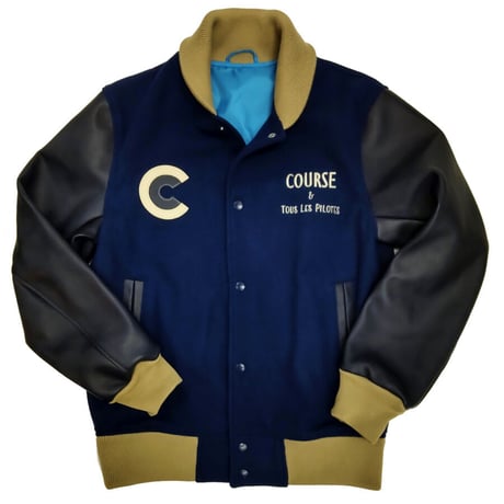 COURSE＜コース＞スタジアムジャンパー Varsity Jacket Blue + Navyブルーｘネイビー(CR224001-80)