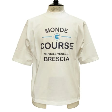 COURSE（コース） Tシャツ 半袖 レタード イラスト メンズ ホワイト 白 コットン 日本製(CR512001-01 )