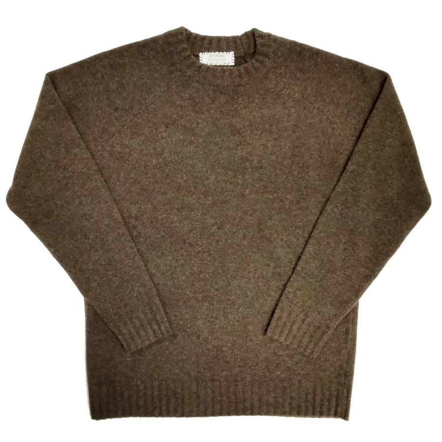 メンズ ウールカシミヤ ラグランスリーブ クルーネック ニット ウールブレンドクルーネックニット｜メンズファッション通販