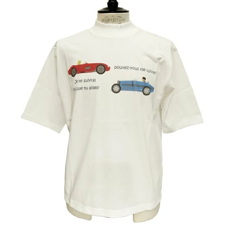 COURSE（コース） Tシャツ 半袖 クラシック レーシングカー イラスト メンズ 白 ホワイト コットン 日本製( CR512002-01)