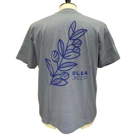 OLOW（オロウ） Tシャツ バックプリント 植物のイラスト ブルーグレーｘネイビー コットン100% 【セシル・ジャイヤール】（ OL512008-88）
