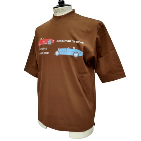 COURSE（コース） Tシャツ 半袖 クラシック レーシングカー イラスト メンズ CR512002-70 ライトブラウン コットン 日本製