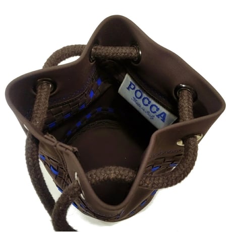【新入荷】POCCA（ポッカ） イタリア製 ディティーバッグ 小型  ブラウンｘブルー ポリエステル ナイロン DITTY BAG ポシェット メンズ レディース（PO619001-71）