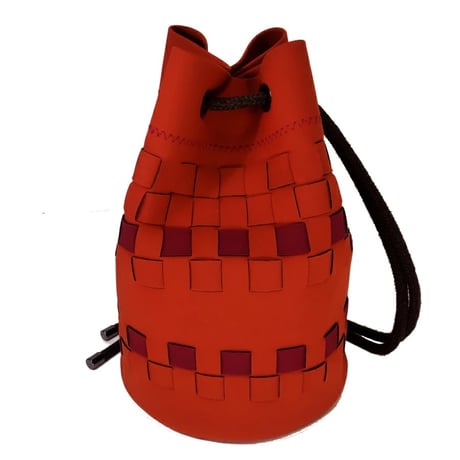 【新入荷】POCCA（ポッカ） イタリア製 ディティーバッグ 中型オレンジｘワインレッド ポリエステル ナイロン DITTY BAG ポシェット メンズ レディース（ PO619002-34 ）