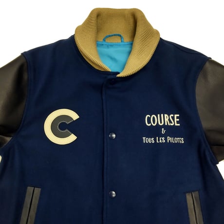 COURSE＜コース＞スタジアムジャンパー Varsity Jacket Blue + Navyブルーｘネイビー(CR224001-80)