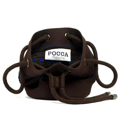 【新入荷】POCCA（ポッカ） イタリア製 ディティーバッグ 小型  ブラウンｘブルー ポリエステル ナイロン DITTY BAG ポシェット メンズ レディース（PO619001-71）