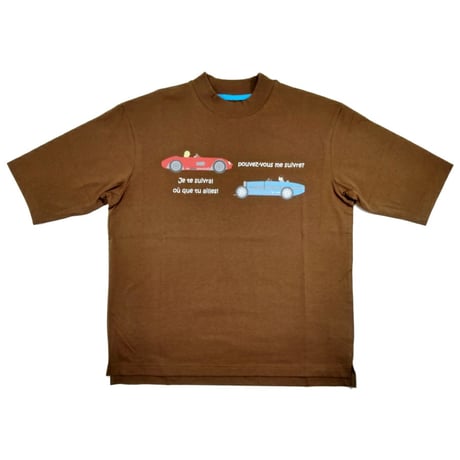 COURSE（コース） Tシャツ 半袖 クラシック レーシングカー イラスト メンズ CR512002-70 ライトブラウン コットン 日本製