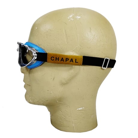 CHAPAL シャパル フランス製 羊革 ゴーグル(小) ブルー ヴィンテージカー クラシックカー レース ドライビング ギア（ CH002-82）