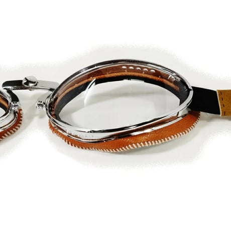 CHAPAL シャパル フランス製 羊革 ゴーグル(小)  オレンジ ヴィンテージカー クラシックカー レース ドライビング ギア(CH002-30)