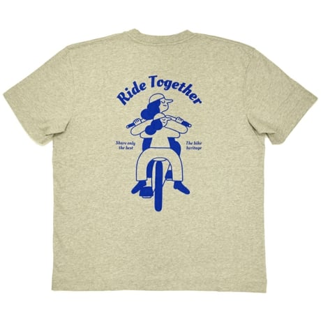 OLOW（オロウ） Tシャツ バックプリント 自転車のイラスト グレーｘブルー オーガニックコットン100% ゆったりシルエット【サイモン・ランドレイン】（OL612002-90 ）