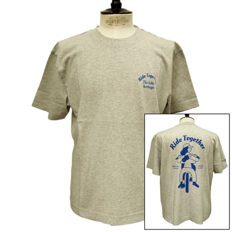 OLOW（オロウ） Tシャツ バックプリント 自転車のイラスト グレーｘブルー オーガニックコットン100% ゆったりシルエット【サイモン・ランドレイン】（OL612002-90 ）