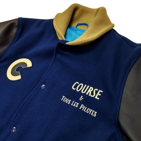 COURSE＜コース＞スタジアムジャンパー Varsity Jacket Blue + Navyブルーｘネイビー(CR224001-80)