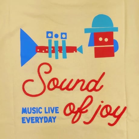 OLOW（オロウ） Tシャツ バックグラフィック 楽器・音楽のイラストベージュ オーガニックコットン100% 【ケイト・マクエニフ】( OL612002-11 )