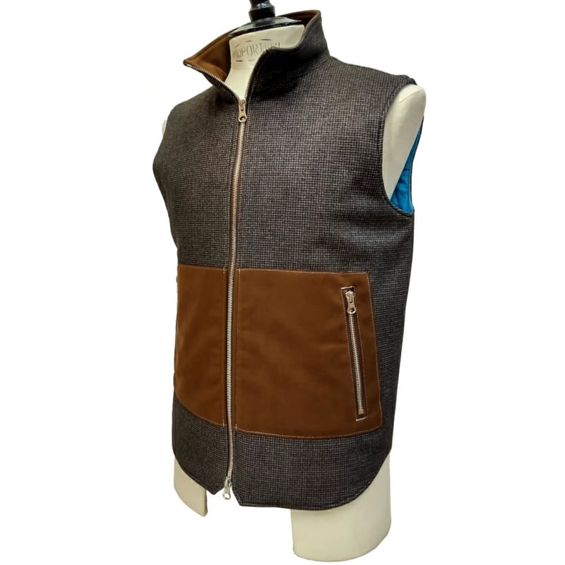 新入荷】COURSE（コース） ジップアップジレ（ベスト）メンズ ブラウン