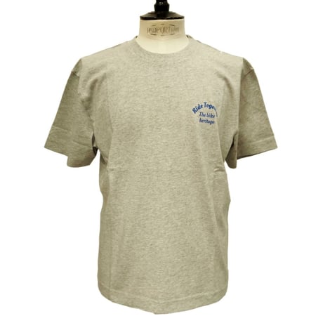 OLOW（オロウ） Tシャツ バックプリント 自転車のイラスト グレーｘブルー オーガニックコットン100% ゆったりシルエット【サイモン・ランドレイン】（OL612002-90 ）