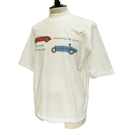 COURSE（コース） Tシャツ 半袖 クラシック レーシングカー イラスト メンズ 白 ホワイト コットン 日本製( CR512002-01)