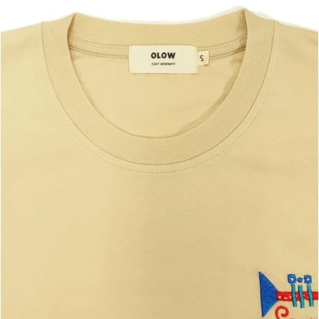 OLOW（オロウ） Tシャツ バックグラフィック 楽器・音楽のイラストベージュ オーガニックコットン100% 【ケイト・マクエニフ】( OL612002-11 )