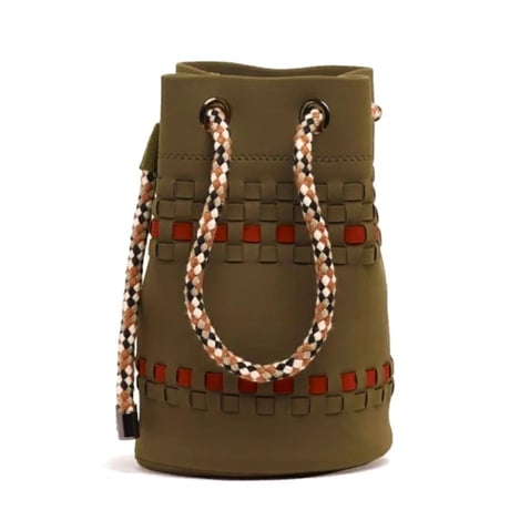 【新入荷】POCCA（ポッカ） イタリア製 ディティーバッグ 小型 カーキベージュｘオレンジ ポリエステル ナイロン DITTY BAG ポシェット メンズ レディース（ PO619001-62）