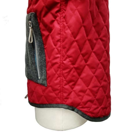 COURSE＜コース＞フーテッドブルゾン Winter Driving Footed Quilting Jacket RedｘGray レッドｘグレー（CR324002-40）